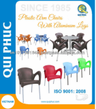 Plastic Arm Chair Metal legs_ for Restaurant_ Outdoor
